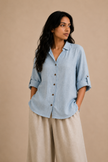 Open Neck Linen Shirt